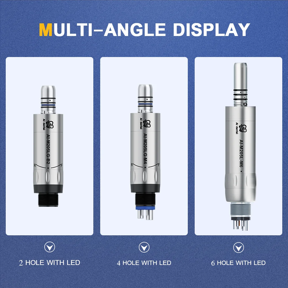 AI-M205L-M6/M205LG-M4/B2 Portable Dental Chair Stainless Steel Internal Water Spray 2/4/6 Holes E-Type Led Air Motor Unit Tools