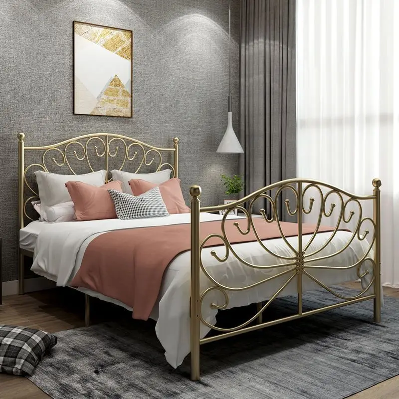 Nordic Ins Internet Celebrity Iron Bed Frame aus Schmiedeeisen im modernen, schlichten Prinzessinnen-Stil, verdickt, Einzel- oder Doppelbett, 1,5 m Eisenrahmen