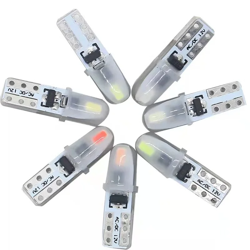 EURS 10Pcs T5 Led Bulb W3W W1.2W Led Car Interior Lights Dashboard Warming Indicator Wedge Auto Instrument Lamp T5 3014 2smd 12V