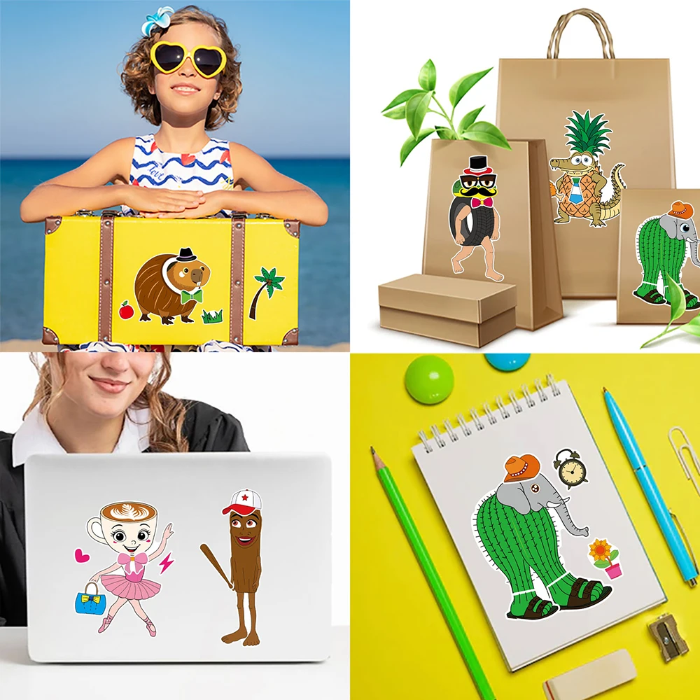 8/16 Vellen Italiaanse BrainrotAnimal Make a Face Puzzel Stickers Tung Tung Sahur Decal Monteren Jigsaw Kid Party Favor speelgoed