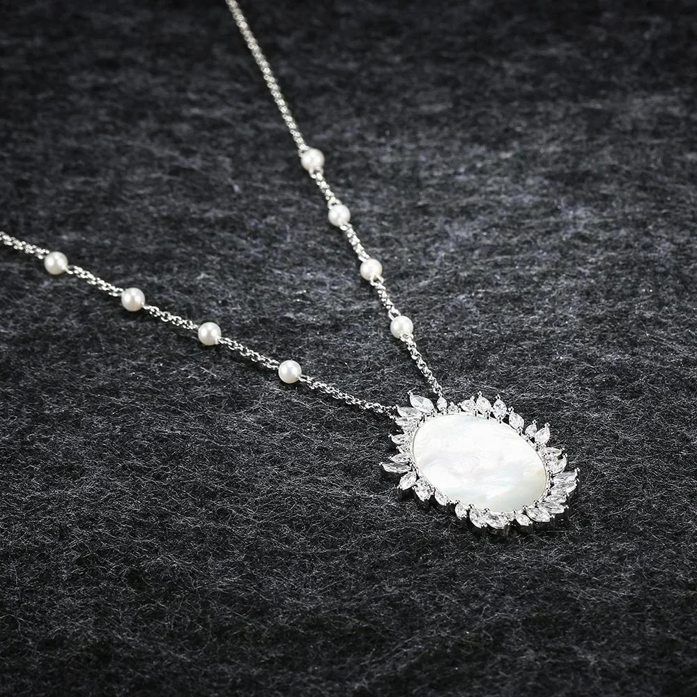 LI KI High Quality 925 Silver Wave Pearl Adjustable Necklace With Exquisite Ornaments As Gifts For Friends 5