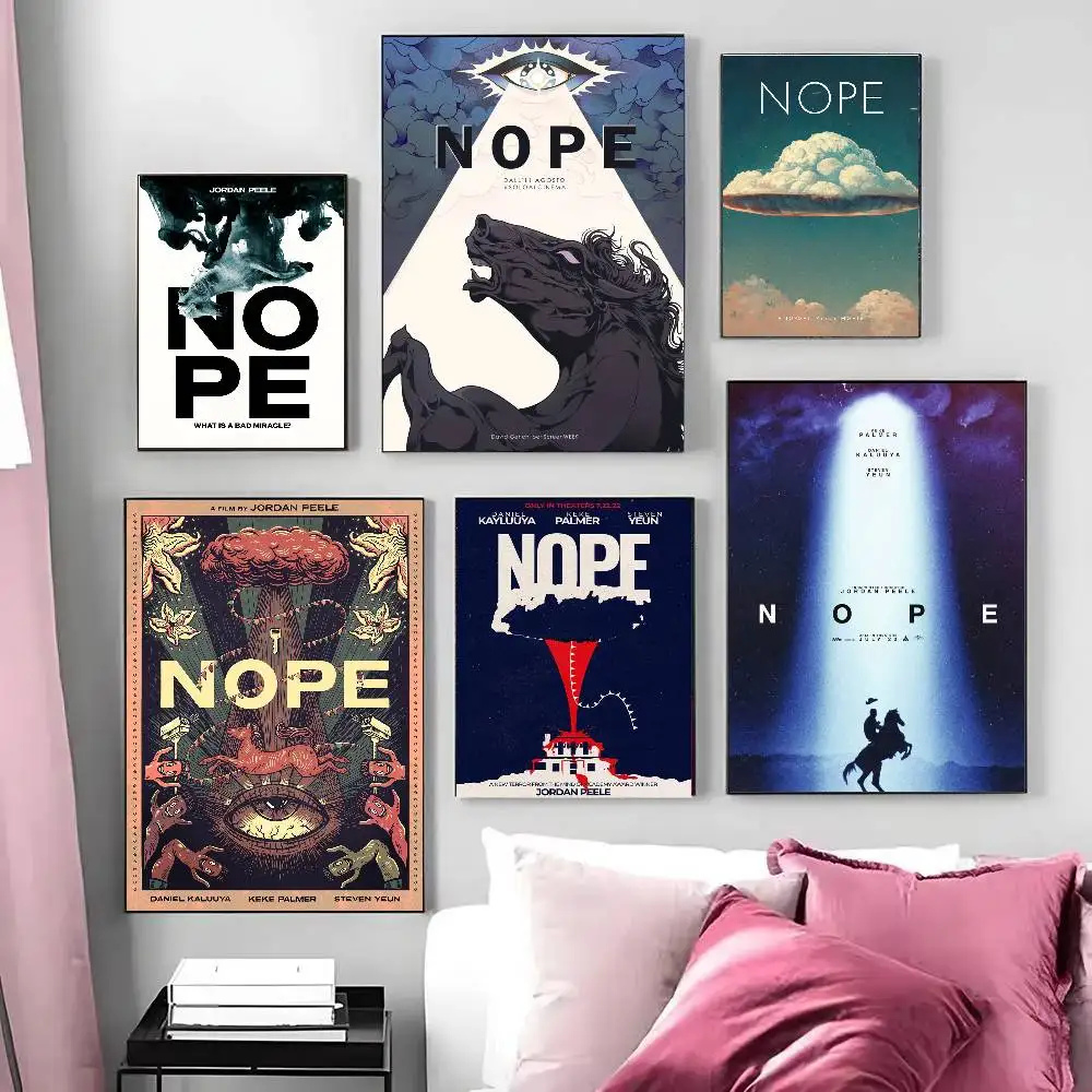Movie Science Fiction Horror Nope Poster Art Sticky Wall Waterproof Home Living Room Bedroom Bar Aesthetic Decoration