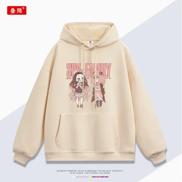 Anime Demon Slayer SPY×FAMILY Anya Forger Hooded Hoodie Cosplay Autumn Winter Men Women Coat Loose Jacket Tops