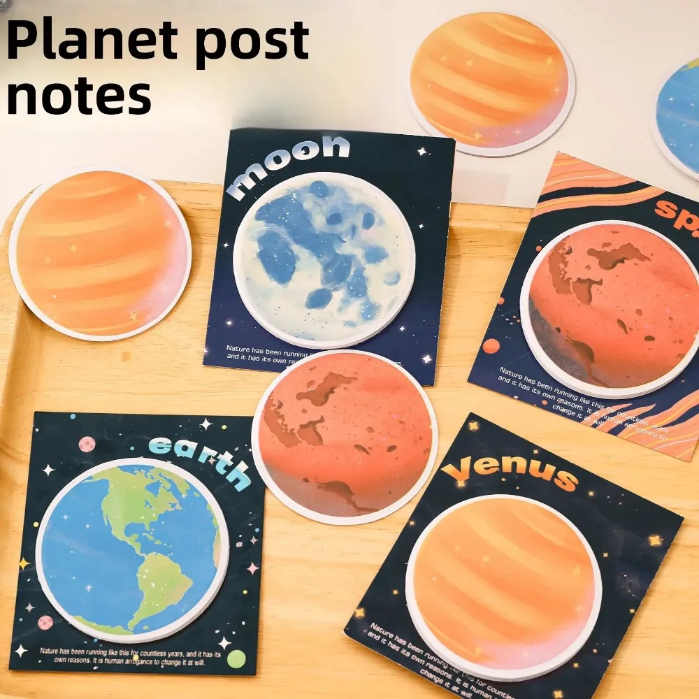 Autocollant planète dessin animé mignon, 4 pièces/lot, bloc-notes circulaire créatif terre lune Mars, adhésif déchirable, papeterie pour étudiants Autocollant planète dessin animé mignon, 4 pièces/lot, bloc-notes circulaire créatif terre lune Mars, adhésif déchirable, papeterie pour étudiants