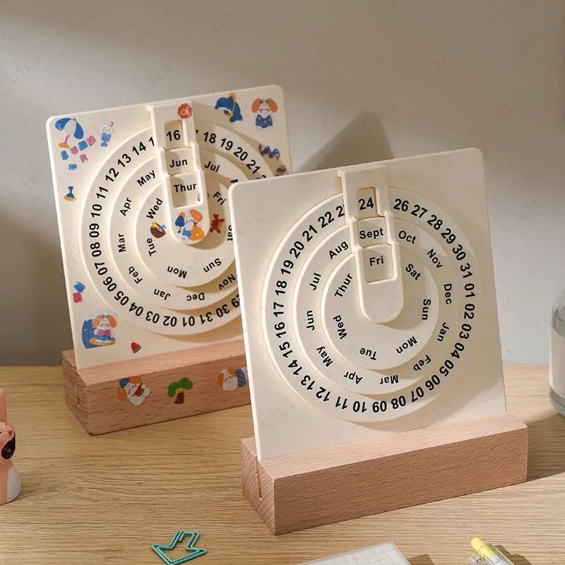 

Rotating Perpetual Calendar Reusable Calendar Desktop Ornament Rotating Perpetual Calendar Holiday Gift for Family and Friends
