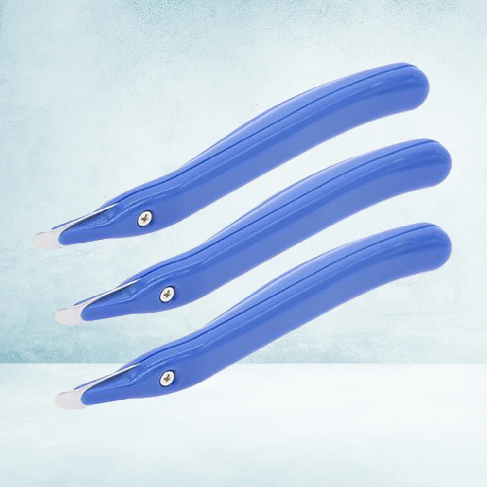 3 قطع من مزيل التيلة المحمول مادة بلاستيكية حديدية خفيفة الوزن وآمنة ومريحة ومزيل التيلة الزرقاء