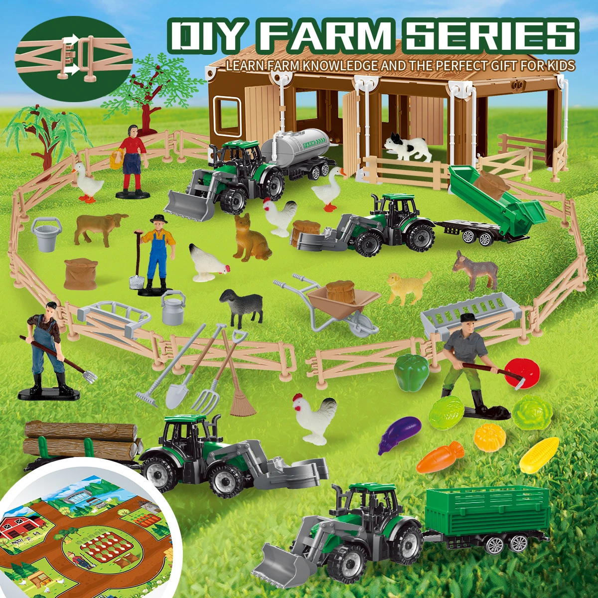 

Farm scene toy set, immersive construction, recognizing the fun of the countryside