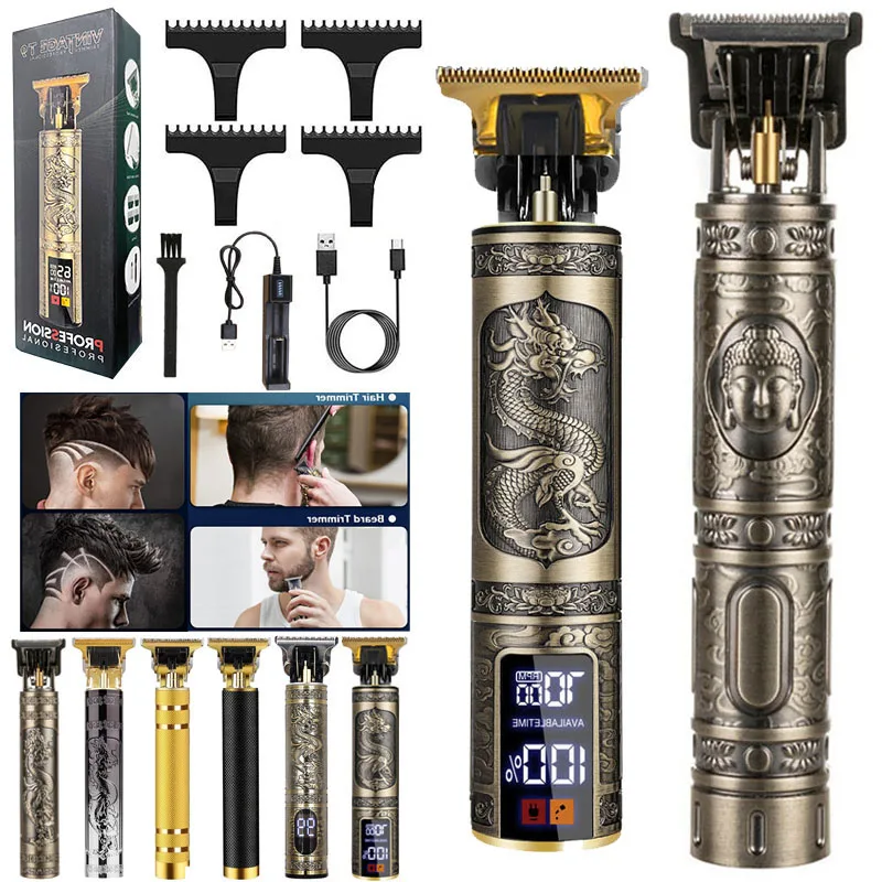 Dragon Vintage T9 Cordless Edgers Man Men Body Barber Shop Beard Professional Electric Hair Clipper Trimmer Cut Cutter Machine