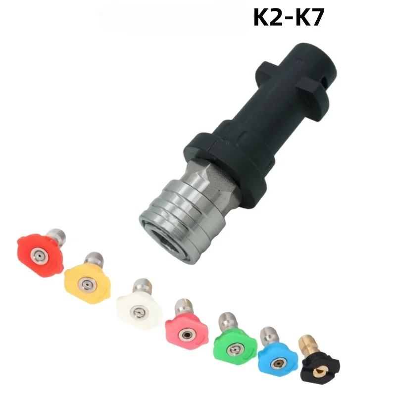 Schnellkupplung Hochdruck-Adapter für Kärcher K2-K7, 5/7-Farb-Düsen & Schaumkanone Autowaschzubehör