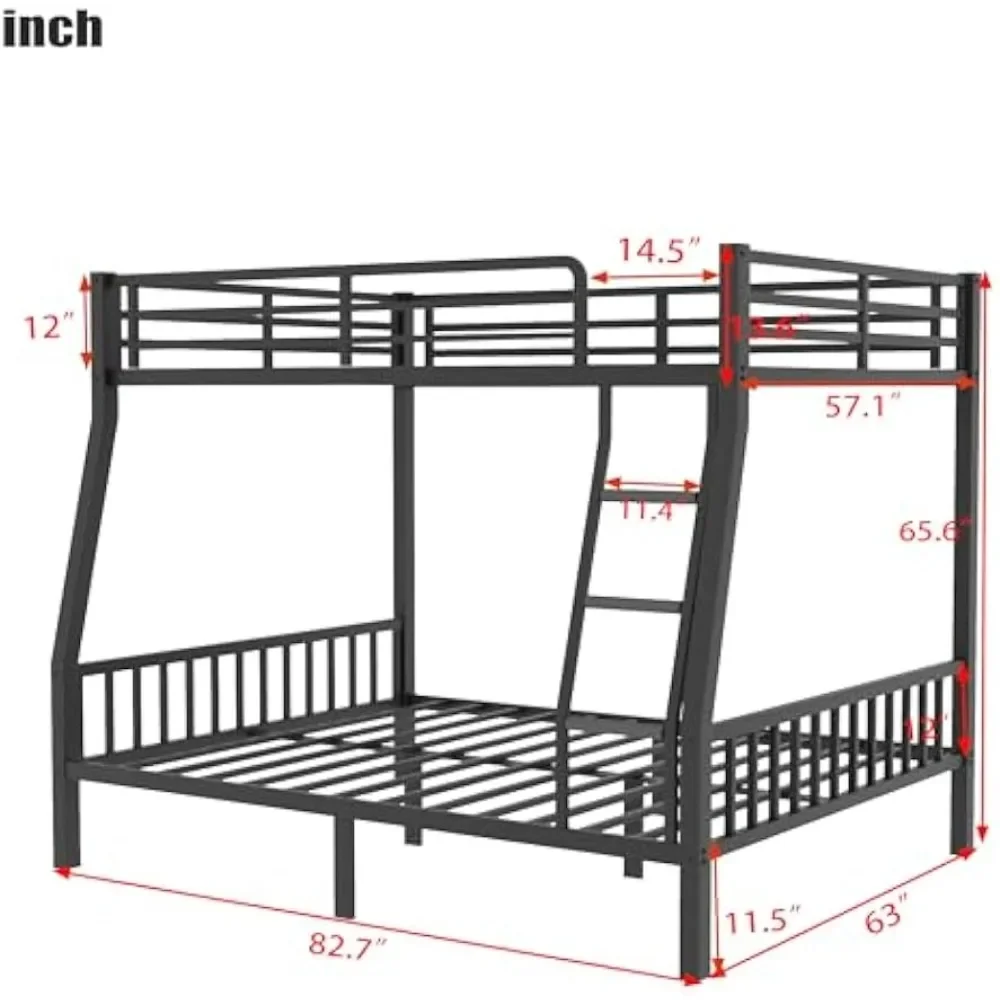 Over Queen Stapelbedden Voor Volwassenen, Heavy-Duty Metalen Stapelbedframe Met Pvc-Rubberen Afdekladders En Veiligheidsleuningen Over De Volledige Lengte