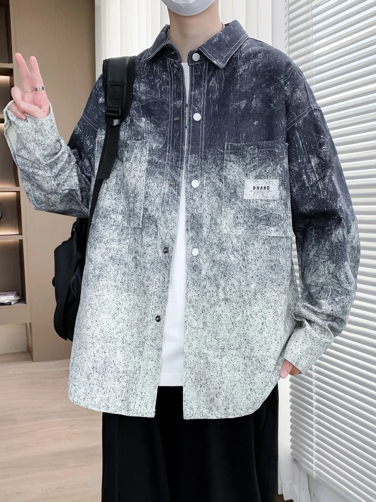 

aduated Trendy Denim Jaet for Men Spring Autumn irt Sle Youthful Casual Wear Resistant to Ironing Loose Fit Cotton Po...