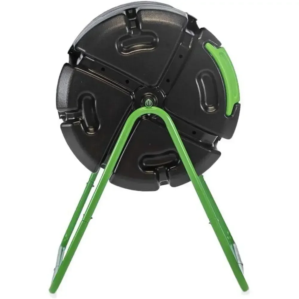 Single Chamber Outdoor Rotating Compost Bin - 37-Gallon Garden Tumbling Composter in Black & Green