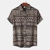 Retro Geometric Texture 3D Print Hawaiian Shirt Men Summer Short Sleeves Tops Beach Harajuku Street Lapel Blouse Male Clothes
