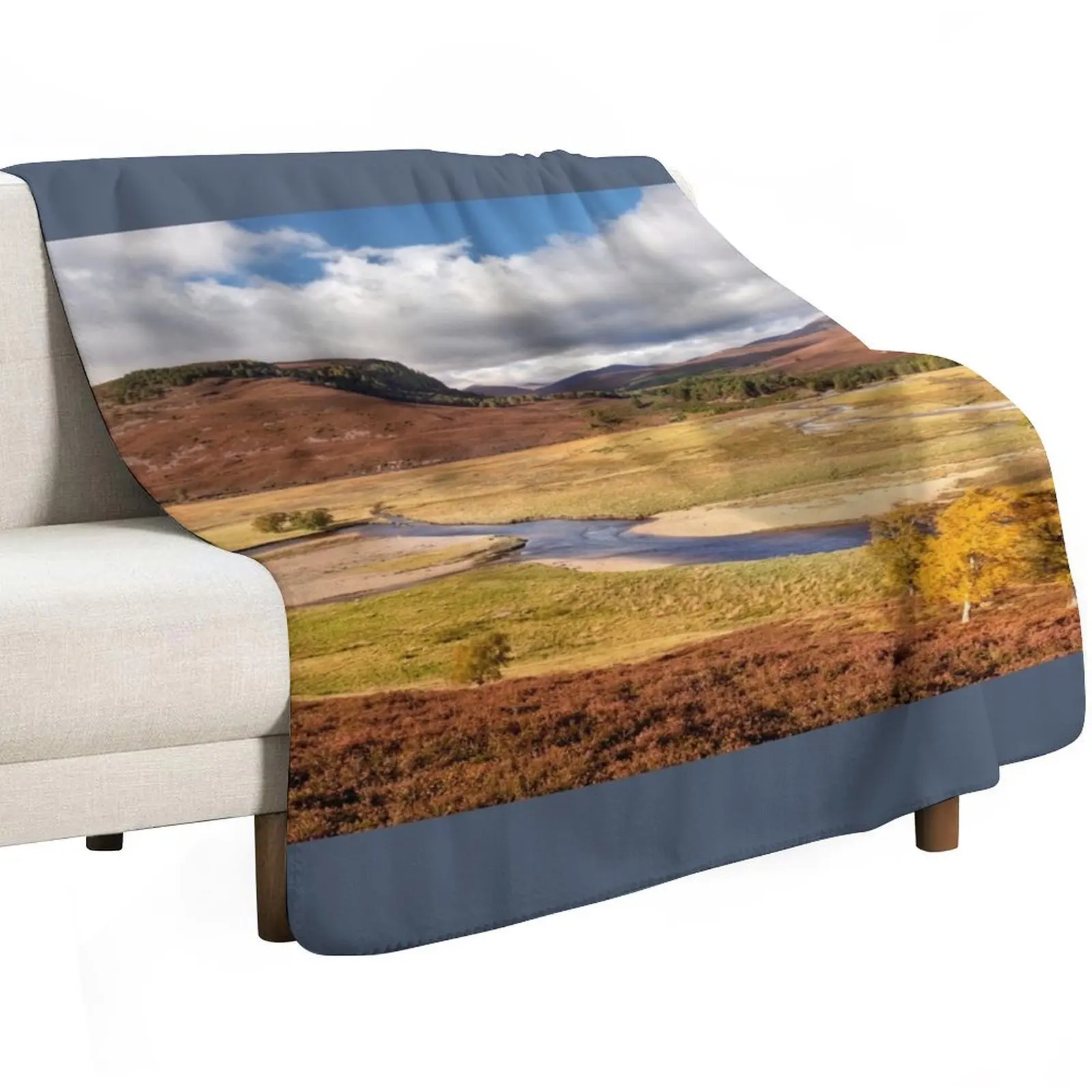 Linn of Dee in Autumn Cairngorms NP Scotland. Throw Blanket Vintage bed plaid warm for winter Soft Plaid Moving Blankets