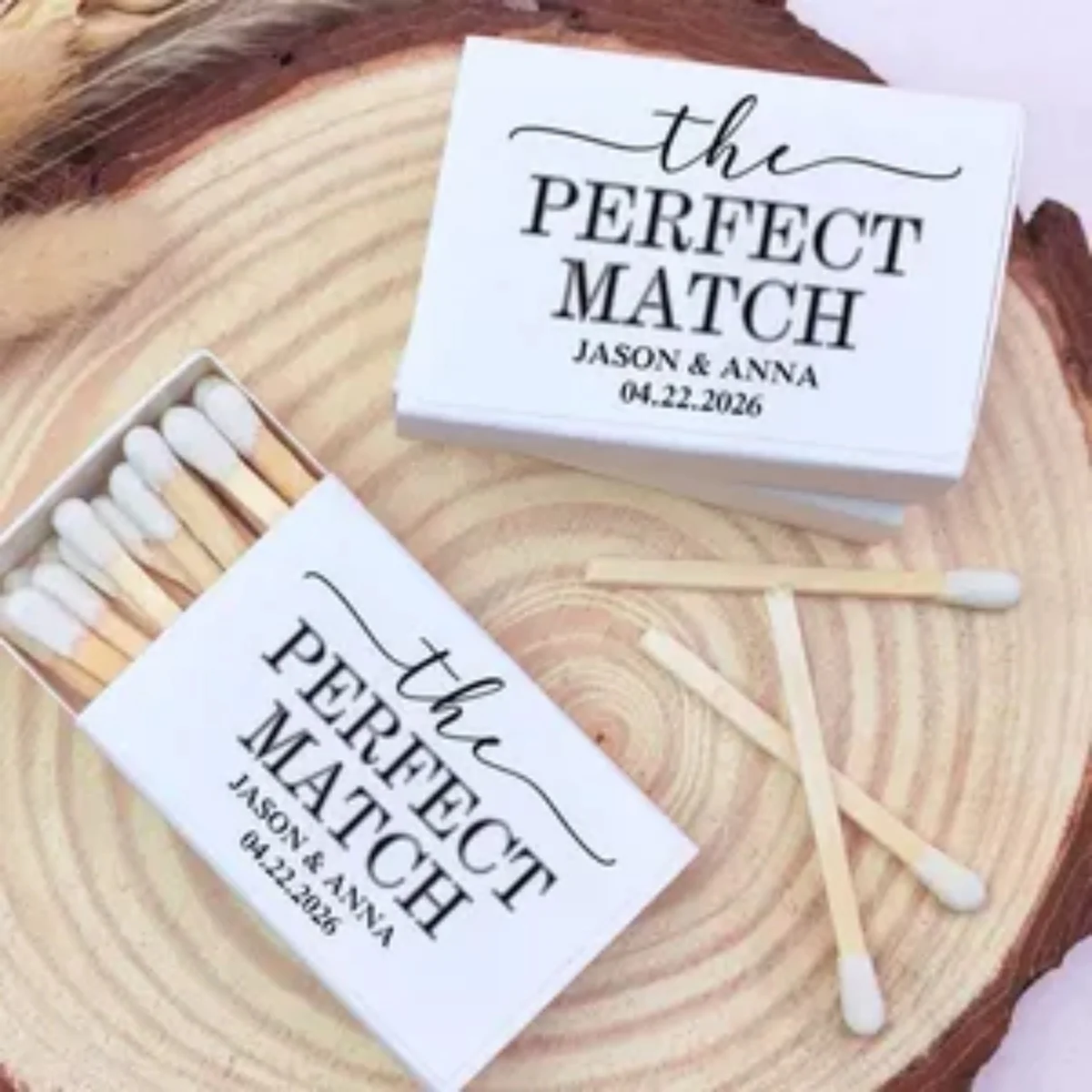 The Perfect Match Custom Wedding Matchboxes, Personalized Wedding Favors Matchbooks for Bridal Shower & Bachelorette Party