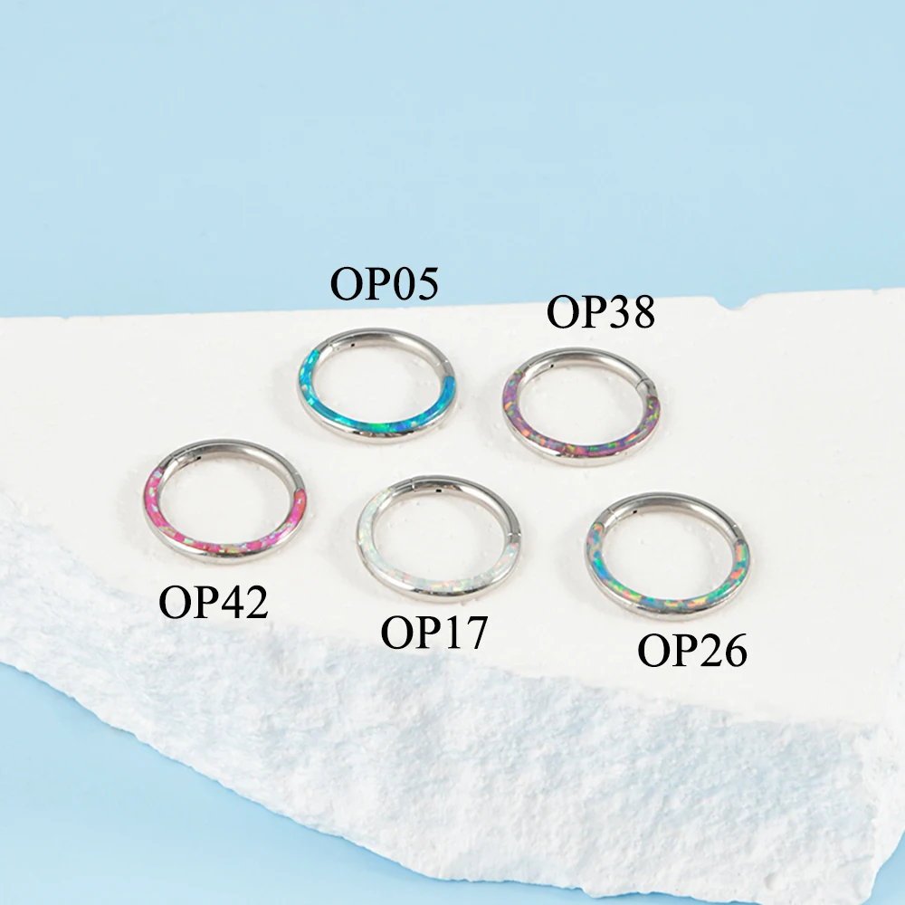 1 قطعة الجراحية الصلب أوبال الأنف الحاجز الفرس خواتم الأذن الزنمة اللولب الغضروف القرط هيئة ثقب المجوهرات 16 جرام #3