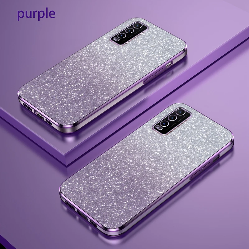 For VIVO Y20 Y30 Luxury Electroplated Glitter Phone Case For Vivo Y30 Case Clear Soft TPU Back Protective Cover TPU Bumper