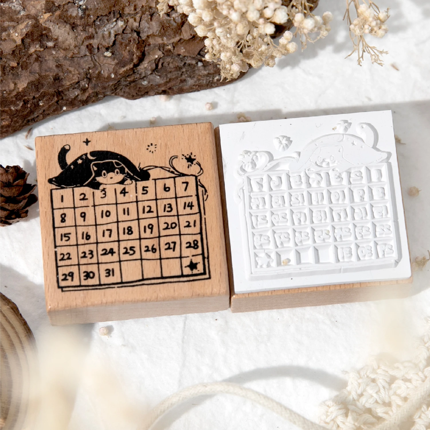 Vintage Wooden Rubber Stamp Cat Magic Series Printed DIY Scrapbooking Albums Stamp Stationery Handbook Creative Seal Planner