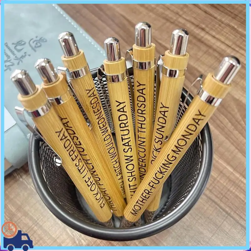 

Latest Funny Work Pens For Adults Funny Gift Funny Bamboo Pens Office Gifts Wood Color 7Pcs