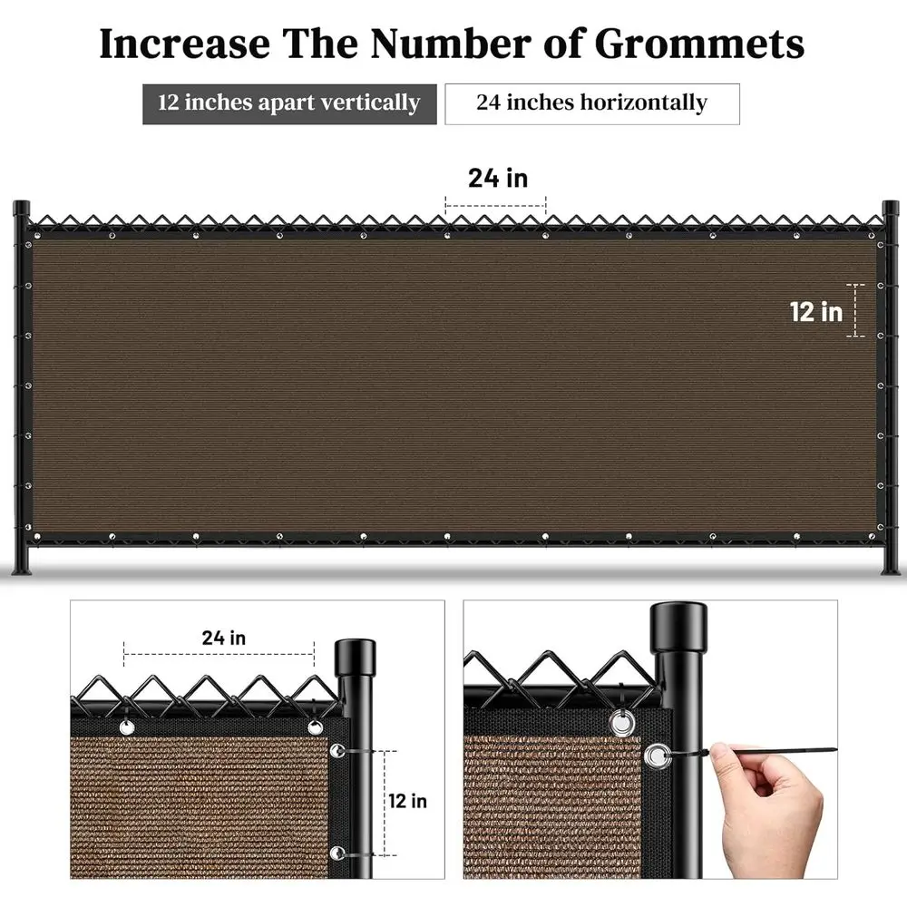 Сверхмощная сетка для ограждения для конфиденциальности 170 GSM с никелированными медными втулками, 95% засорения штор для наружного использования, сада, двора и бассейна