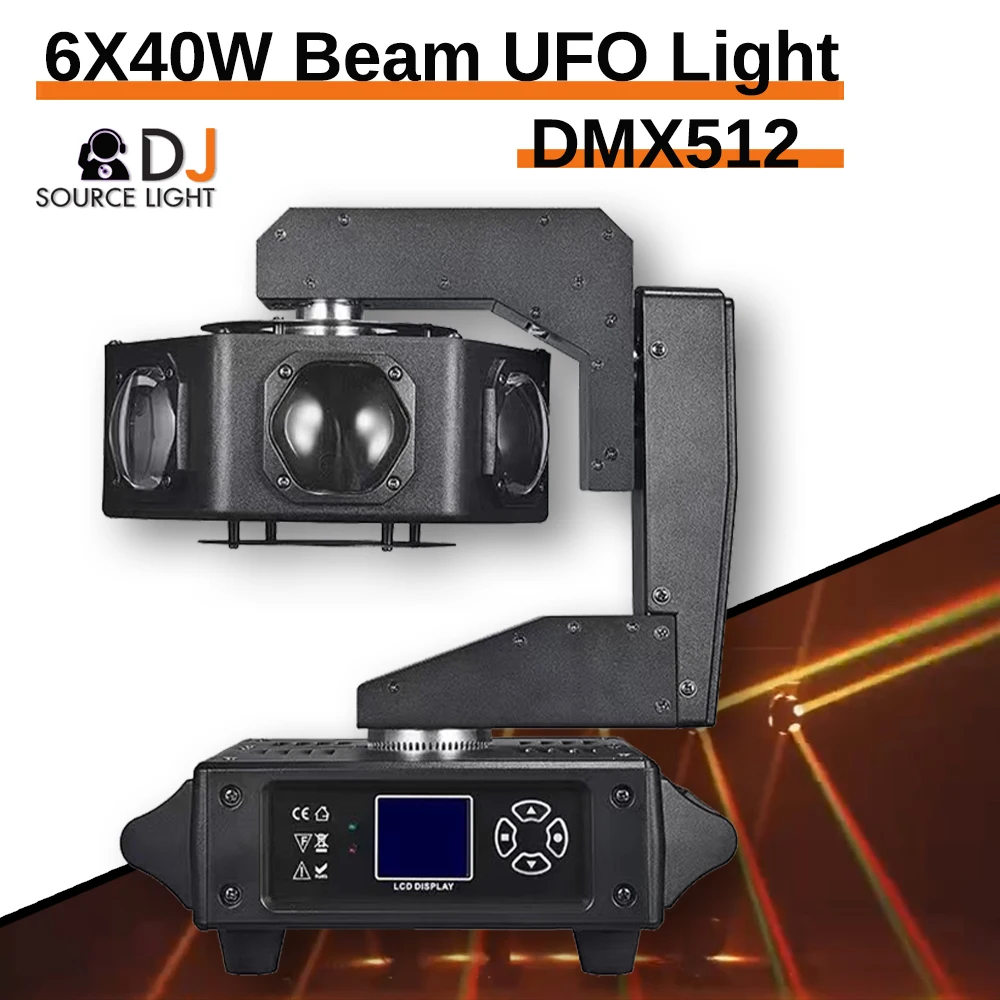 

NEW! 6X40W LED RGBW Beam UFO Moving Head Light Strobe Rotating Effct Lights DMX512 For DJ Disco Party Club Show Stage Effects