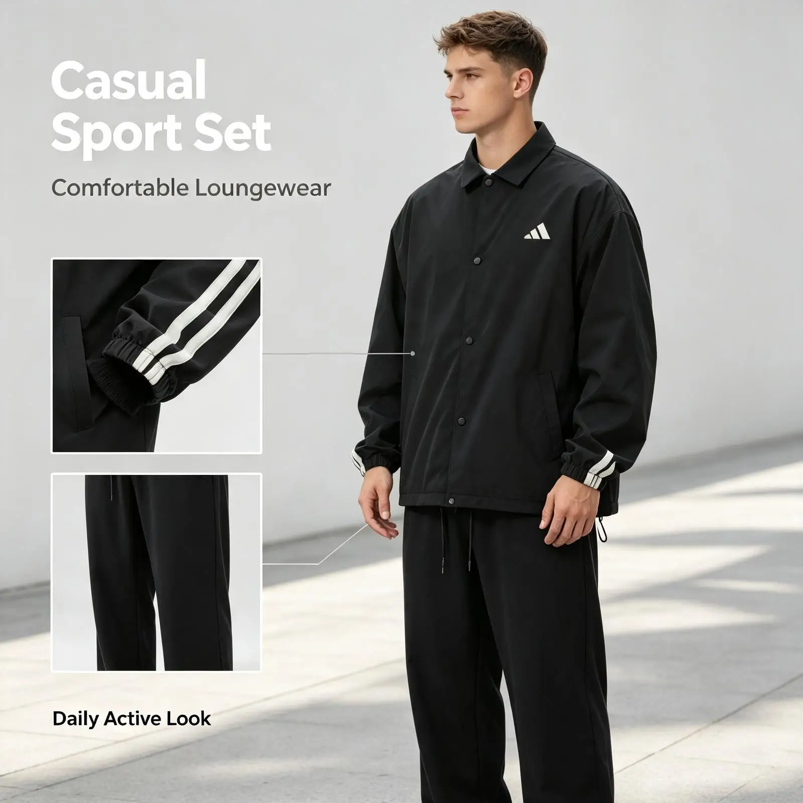 Adidas Black Tracksuit Women 2-Piece Soft Fleece Casual Sport Set Hoodie Sweatpants Loungewear Fashion Woven Jacket Kr2499