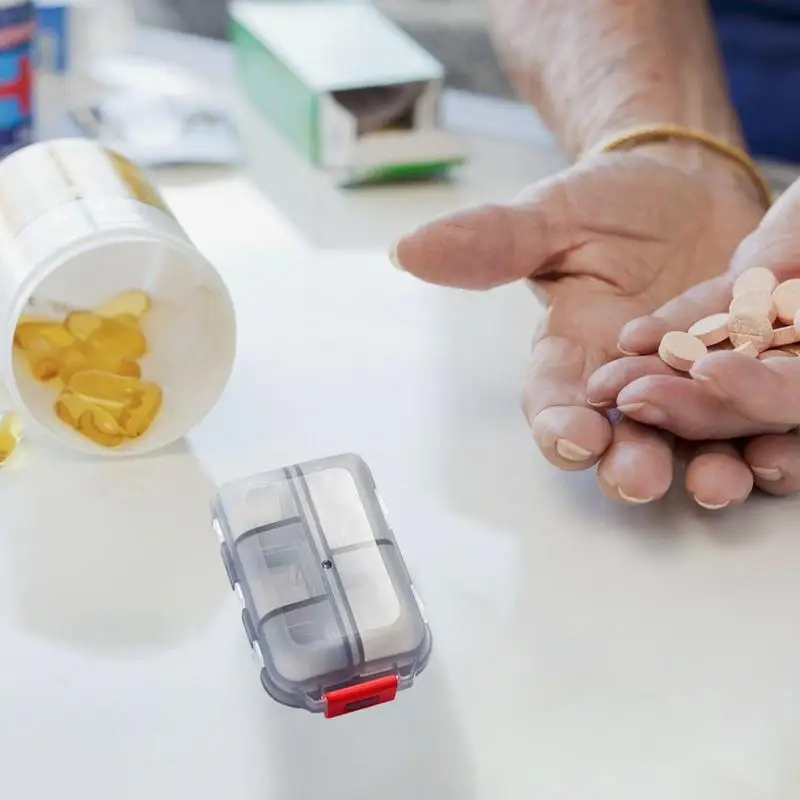 Small Pill Case Vitamin Holder Container 10 Compartments Double Layer Moisture Proof Portable Cod Liver Oil Pill Storage Box