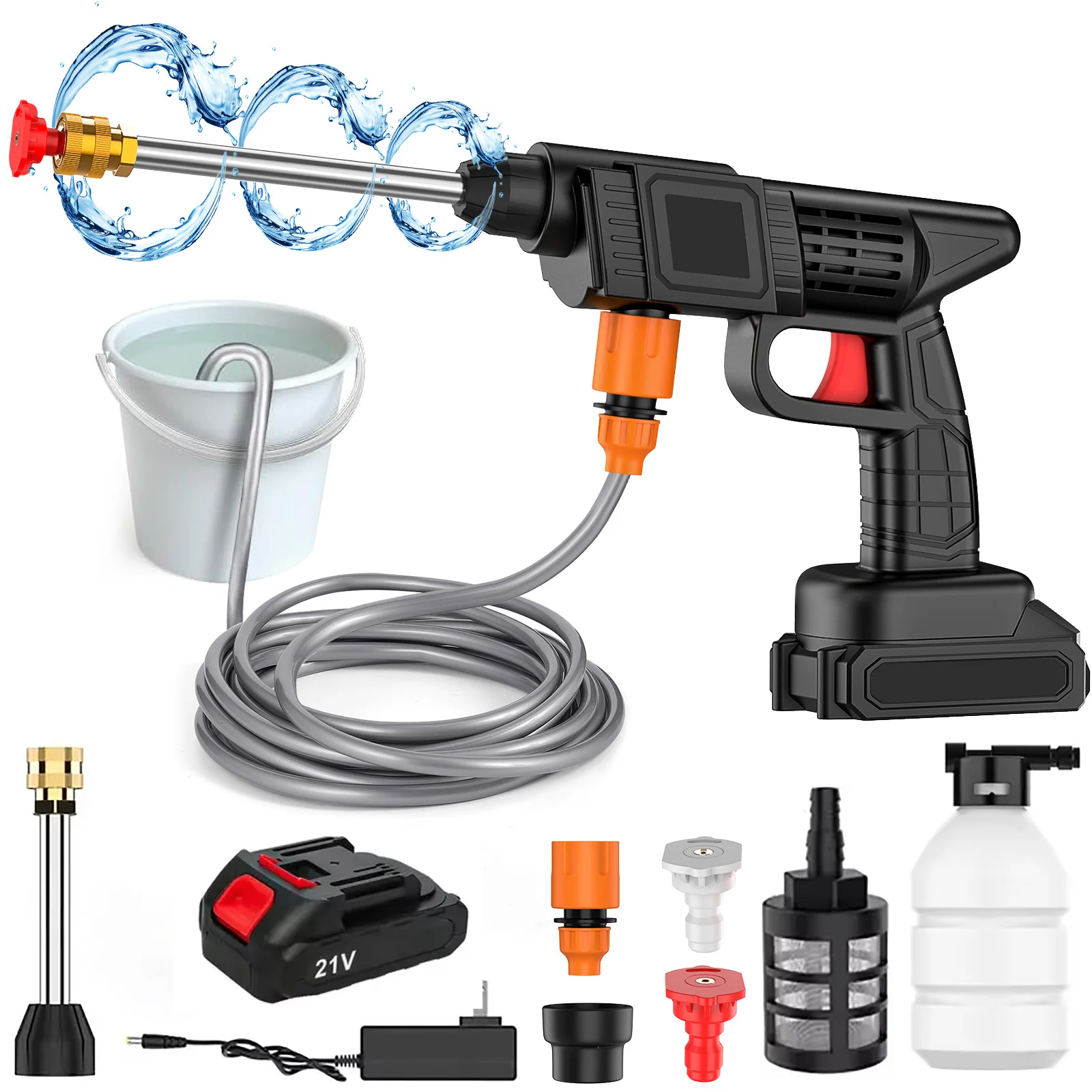 50Bar Draadloze Hogedrukhendel Wassen Spray Waterpistool Wasstraat Druk Water Wasmachine Voor Makita 24V Batterij