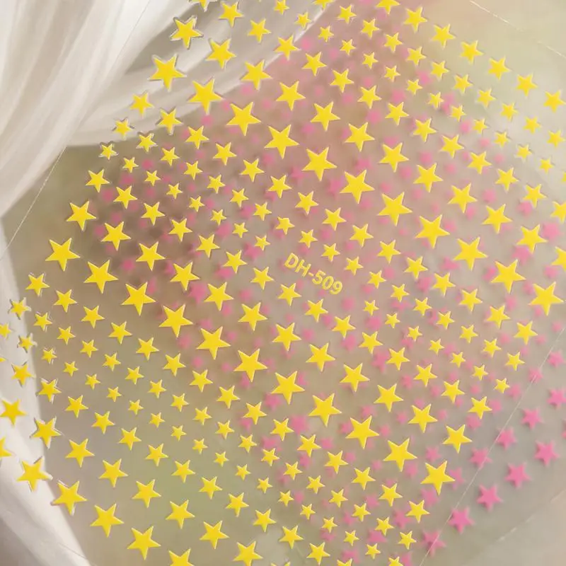 5D Embossed Japanese Pentagram Nail Art Stickers Colorful Kawaii Adhesive Decals for Professional Nail Salons