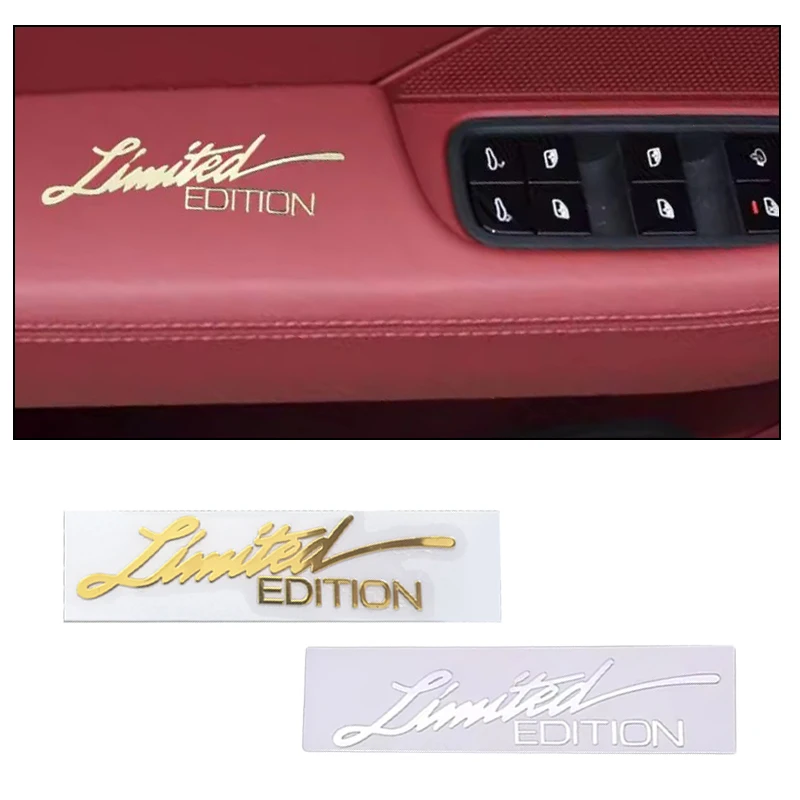 

2Pcs Car Stickers LIMITED EDITION 3D Text Body Stickers Nickel Metal 1.8 X 7.5cm For Bumper Glass Fuel Tank Hood Sliver/Gold