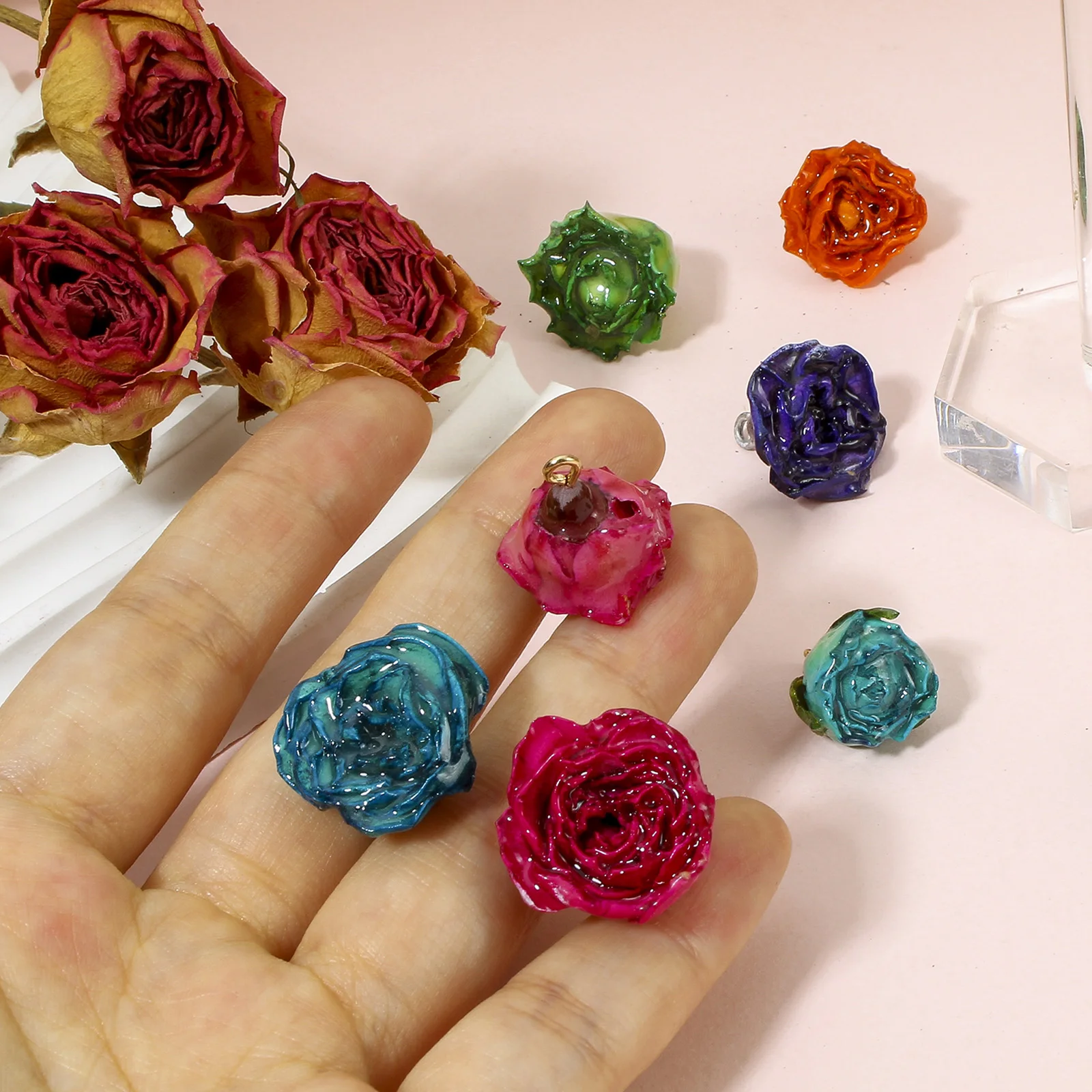 1PC Handmade Resin Flower Charms Multicolor 3D Real Flower Leaves Pendants For Jewelry Making Diy Earrings Necklace 20x16mm