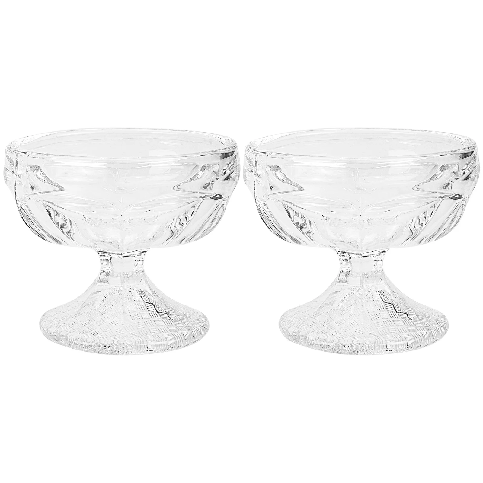 

2Pcs Glass Dessert Bowls High Base Clear Ice Cream Sundae Cups Pudding Yogurt Reusable Bowls Glass Dessert Bowl