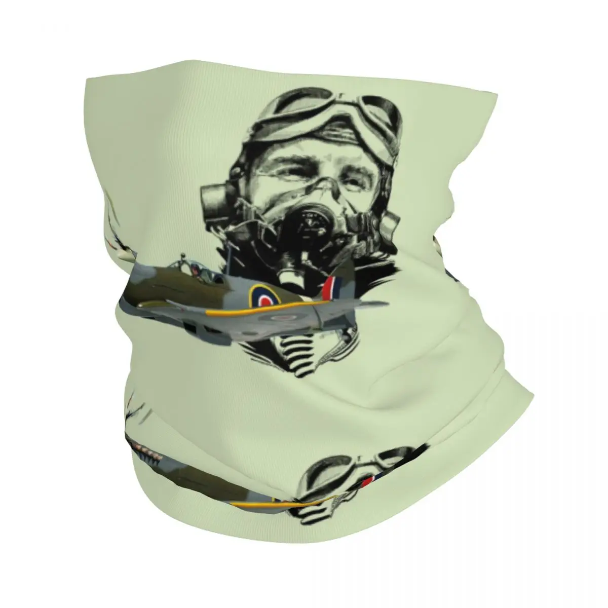 Pilot Spitfire Bandana Neck Gaiter for Hiking Hunting Men Women Wrap Scarf Air Fighter Army Helmet Balaclava Warmer