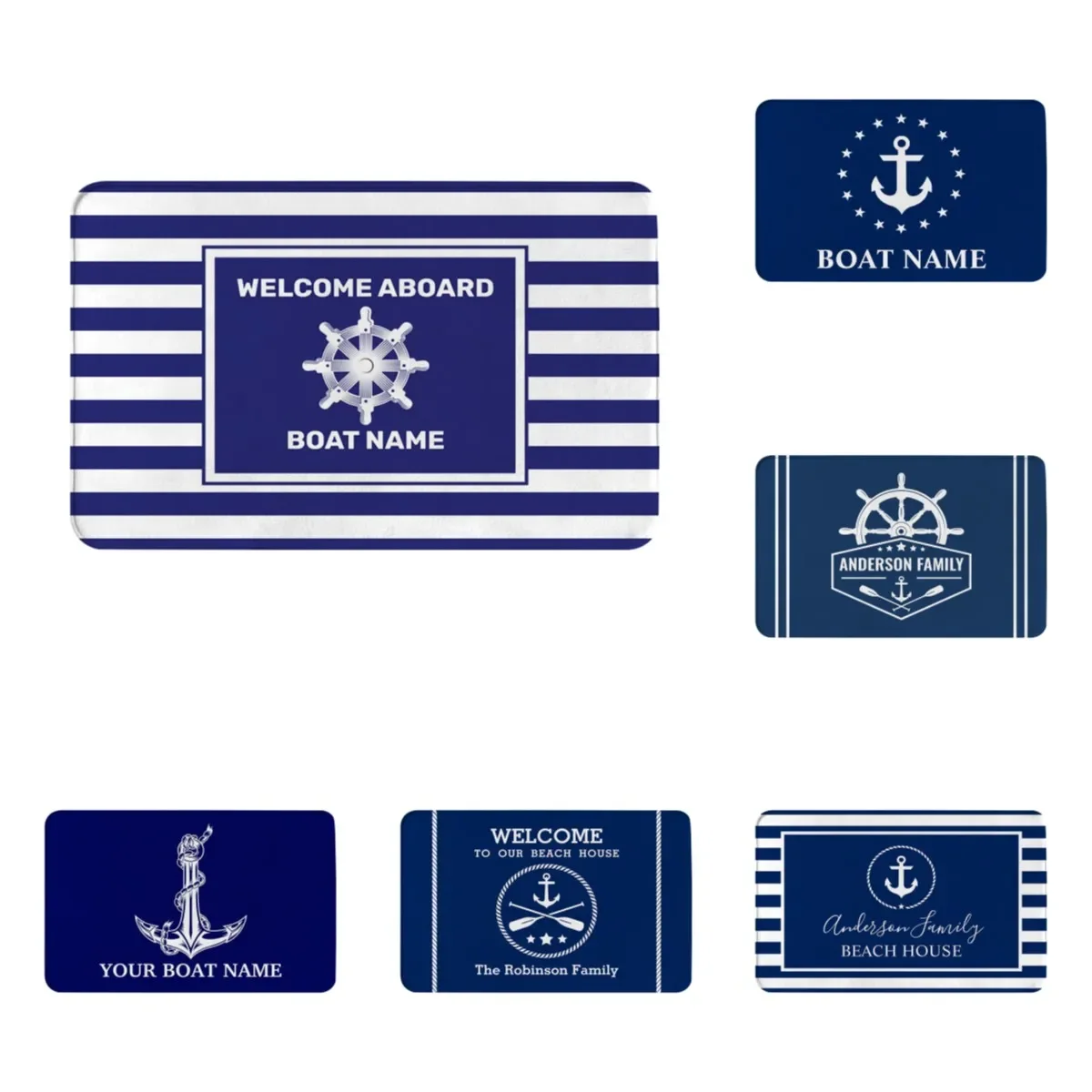 Dark Blue White Striped Anchor Nautical Door Mats Kitchen Floor Mats Soft Bathroom Mats Furniture Foyer Mats Hallway Mats