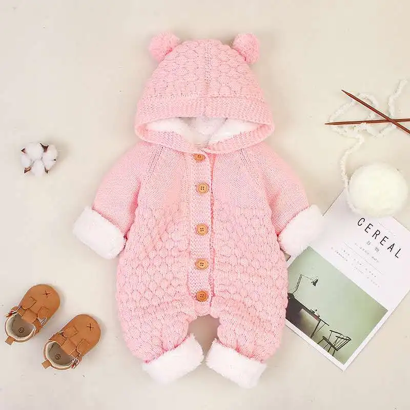 Winter Newborn Hooded Infant Children Clothes Onesie Jumpsuit Baby Girl Romper Windproof Warm Toddler Boys Costume 0 To 2 Years