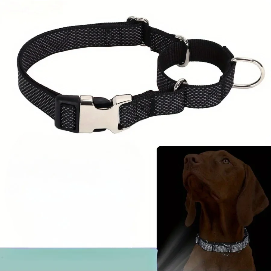 Reflective Nylon Dog Collar Adjustable Pet Training Controlled Collar Durable Safe Choke Necklace for Small Medium Large Dogs