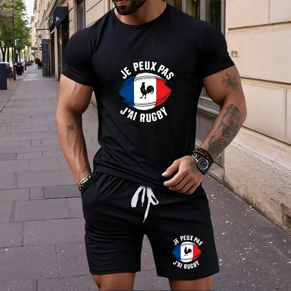 

New summer men's clothing casual short sleeved T-shirt+shorts two-piece set men's short sleeved shorts sports set two-piece set
