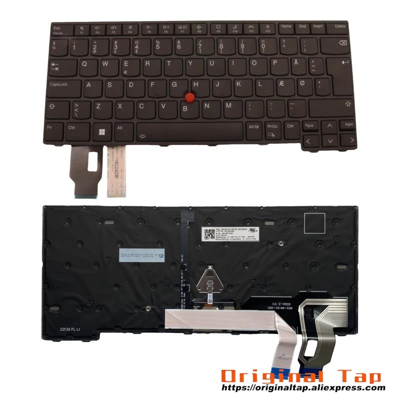 DK Danish Backlit Keyboard for Lenovo Thinkpad T14 P14s L14 Gen 3 4 5N21D67979 5N21D68074 5N21D68168 5N21D68242