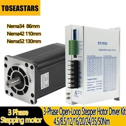3 Phase Nema34 Nema42 Nema52 Stepper Motor 4.5/8.5/12/16/20/24/35/50Nm 14/19mm Shaft Motor AC80-240V EC3522 EC3822 Driver Kit