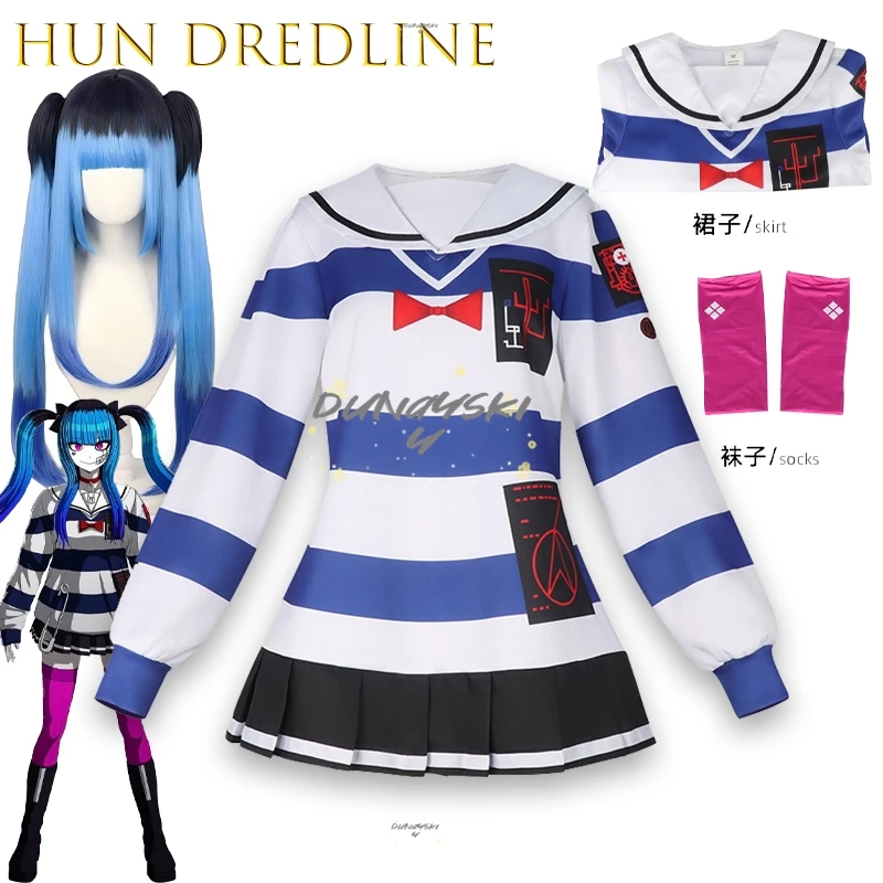 

Amemiya Taibi Повседневный наряд в полоску Косплей Костюм Полный комплект Униформа HUND DLINE Академия последней защиты Хэллоуин Карнавальная вечеринка