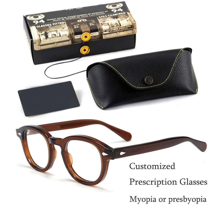 Customize Prescription Glasses Men Frame Johnny Depp Lemtosh Photochromic Anti-Blue Light Myopia Hyperopia Round Eyeglasses