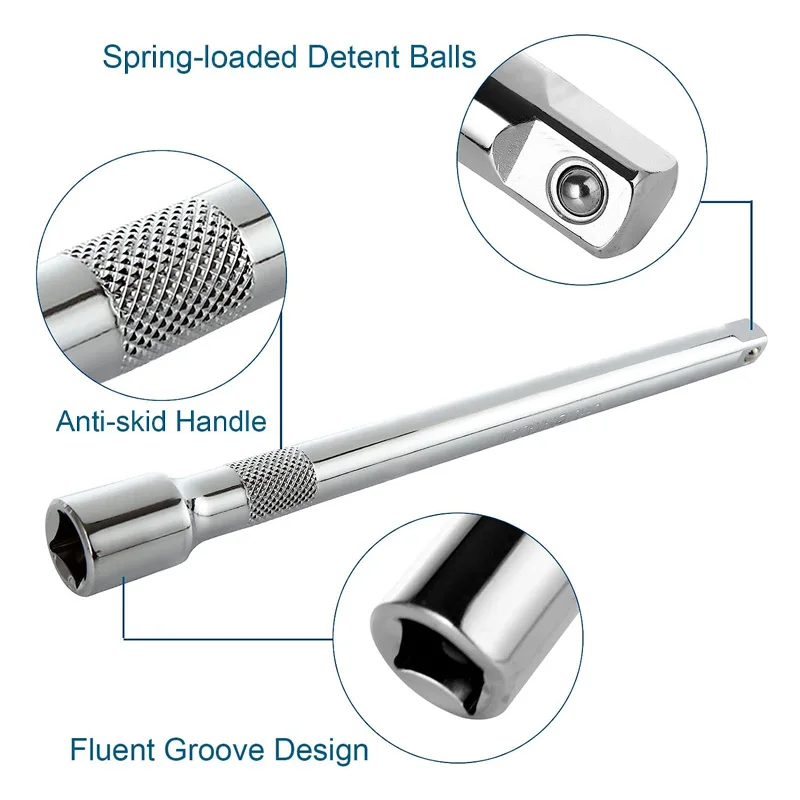 Jeu d'Extension d'Entraînement à Cliquet, Barre d'Extension, Outil à Main, 50/1/4/3/8/1/2/100mm, 150 Pouces, 250 Pouces