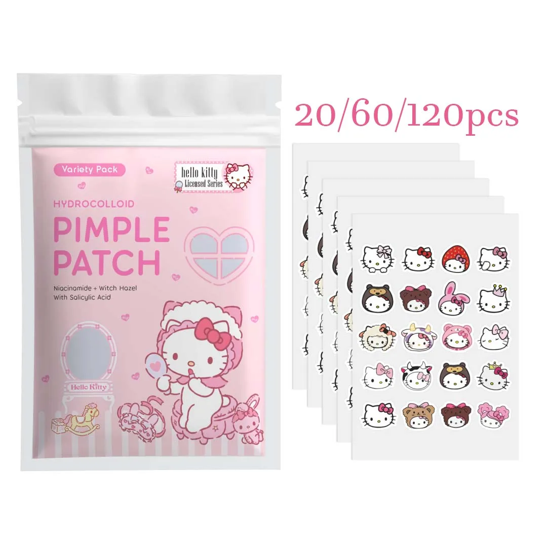 20/60/120PCS Hello Kitty Pimple Patches Hydrocolloid Face Stickers Salicylic Acid Centella Blemish Care