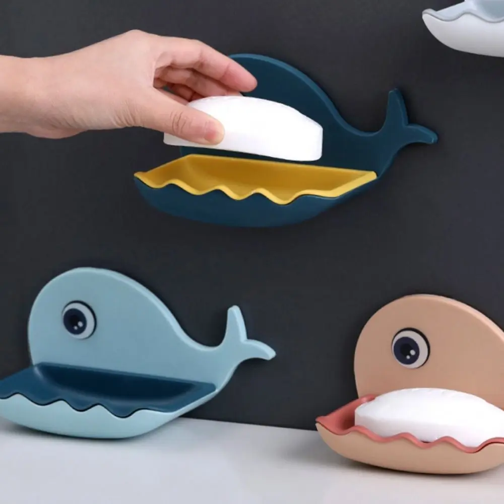 Whale Shape Soap Box Drain Soap Holder Box Bathroom Shower Soap Holder Sponge Storage Container Plate Tray Bathroom Accessories