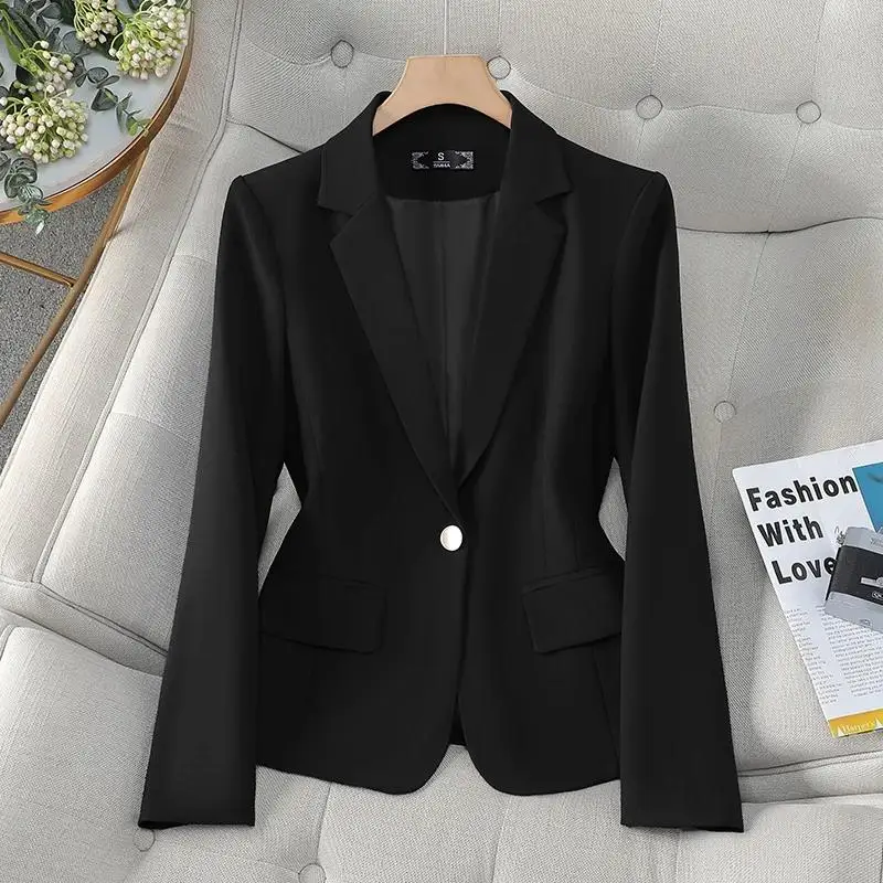 Korean Fashion Single Button Blazers Mujer Women's Coat Jacket Autumn Outerwears Elegant Office Casaco Plus Size Veste Femme