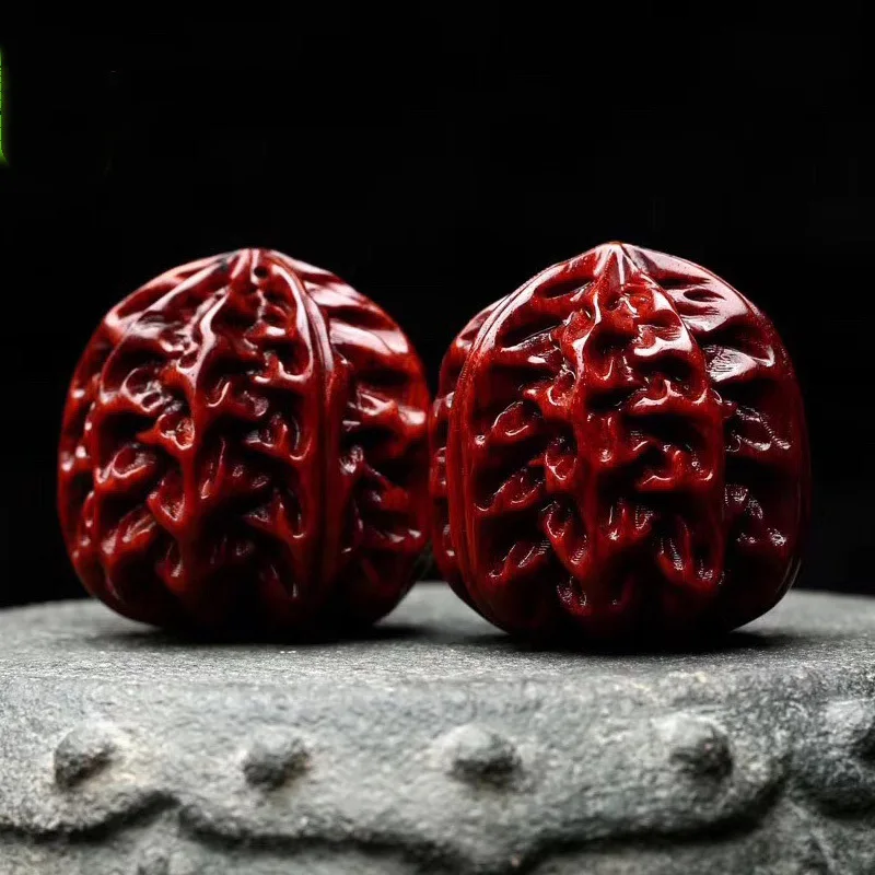 Red Sandalwood Carved Walnut Hand Balls Fitness Massage Balls Wenwan Hand Piece Stress Relief Souvenir Gift For Elders