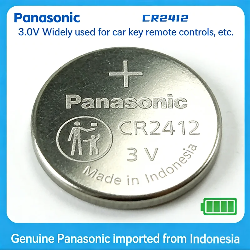 

Panasonic CR2412 3V Lithium Battery Replace DL2412 ECR2412 BR2412 for Car Key Fob Remote Control Watch Weight Scale Motherboard