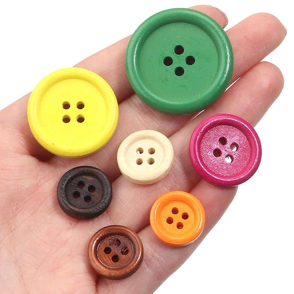 50Pcs Wooden Buttons Natural Color Round 4 Holes Buttons for Sewing Scrapbooking Home DIY Clothes Sewing Accessories 15/25/30mm - view 3