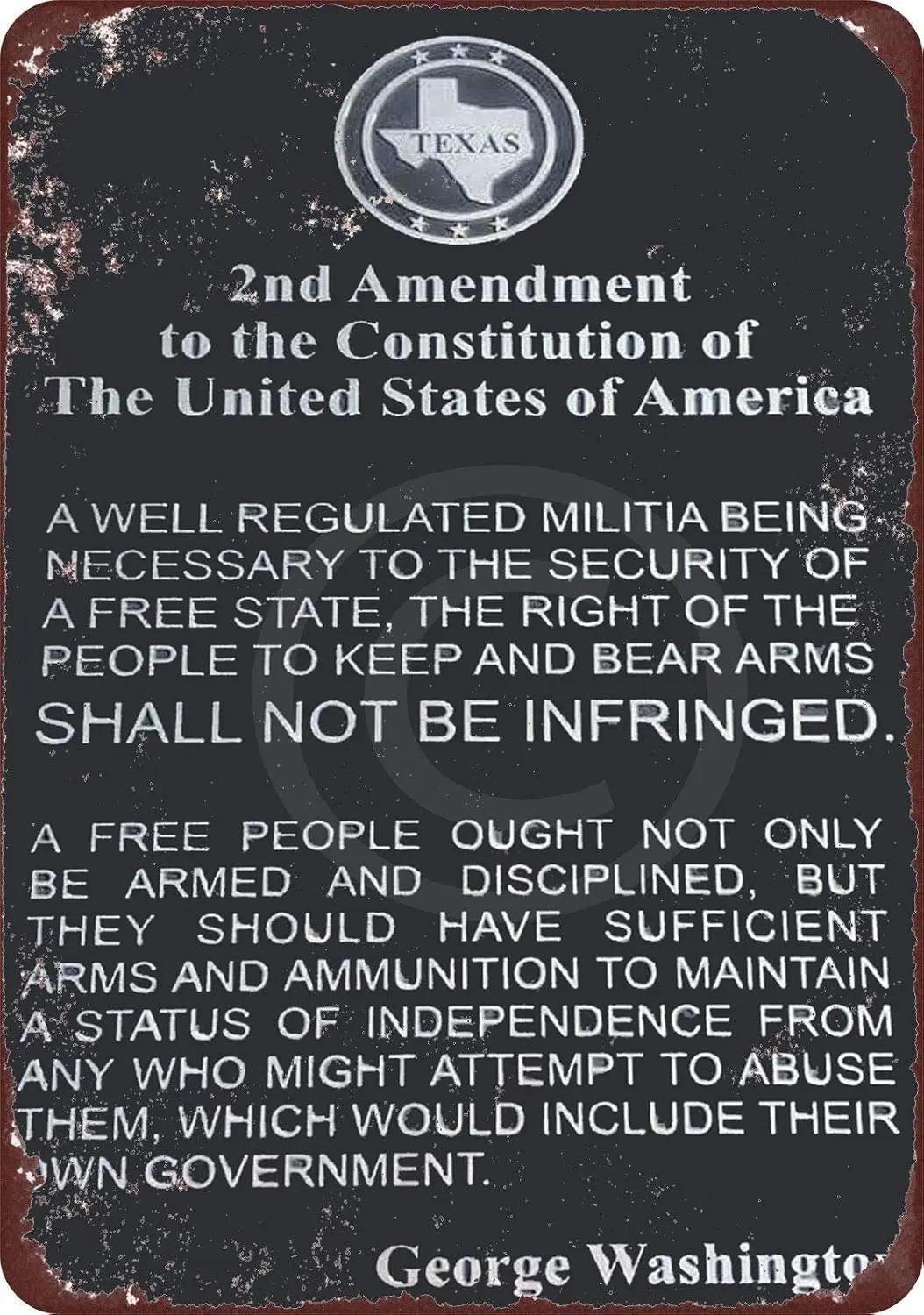 Tin Sign 8 x 12 Inches Decor Art Garage Metal Signs Vintage Gym Man Cave Cafe The 2Nd Amendment G. Washington Vintage Look sign