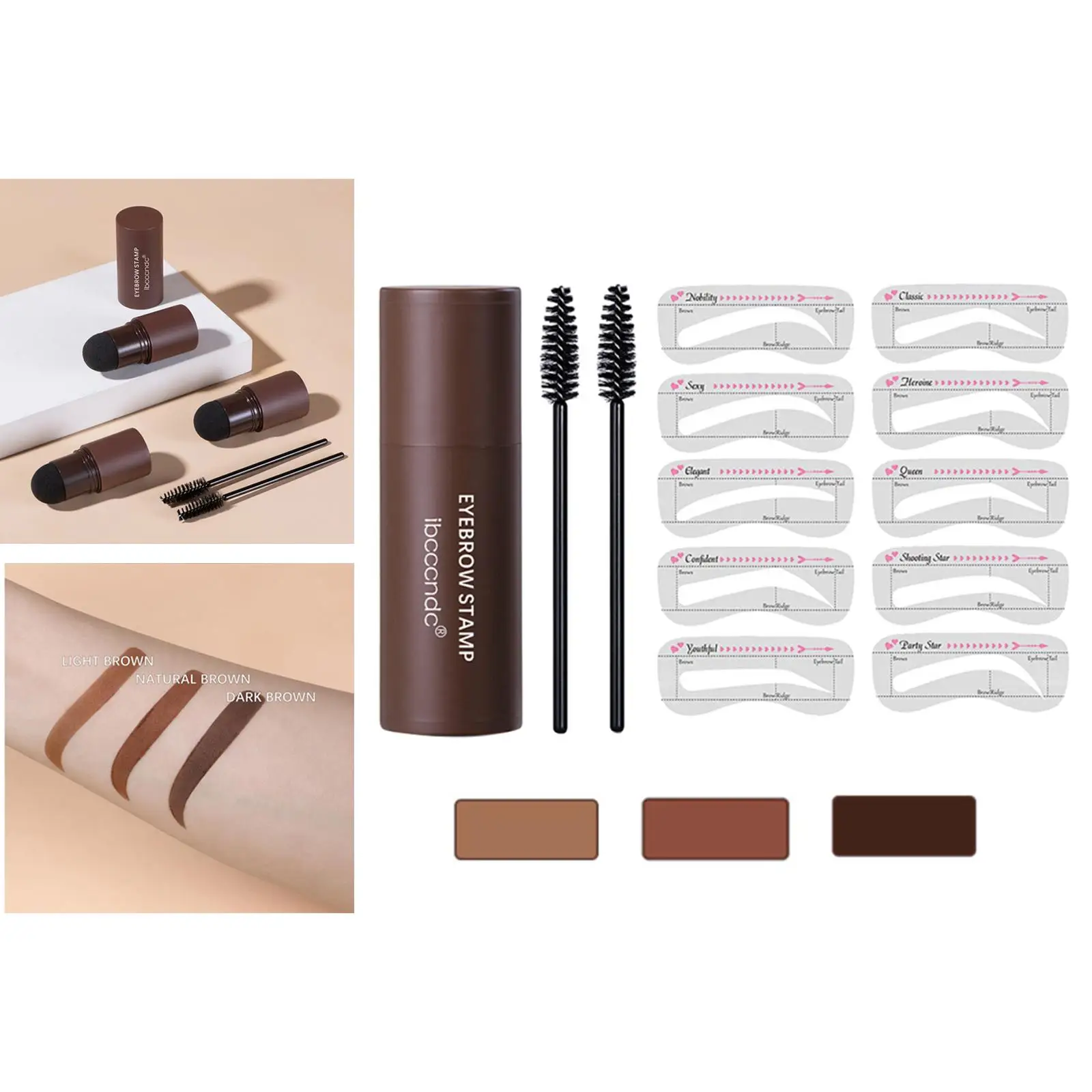 Kit para dar forma al sello de cejas, juego de maquillaje construible, definidor para mujeres, sello para cejas, sello en polvo para cejas, pinceles para lápiz de cejas